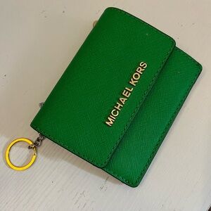 Michael Kors Emerald Green Wallet with Gold Accents